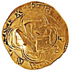 Half ounce - José I Countermark `MR` over 2 Escudos, Felipe IV, Spain