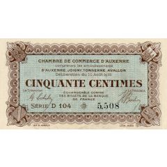 50 Centimes - Chambre de Commerce d`Auxerre [89]