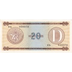 20 Pesos `D` Foreign Exchange Certificate-Narrow `D`