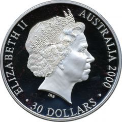 30 Dollars - Elizabeth II 4th Portrait - Summer Olympics - Silver Bullion Coin