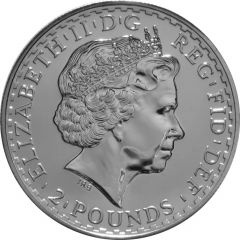 2 Pounds - Elizabeth II 4th portrait, 1 oz Fine Silver