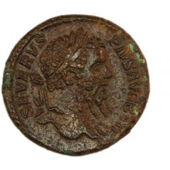 Sestertius - Septimius Severus MINER VICT P M TR P XIIII IMP VIII COS E C S C, Minerva and Victory