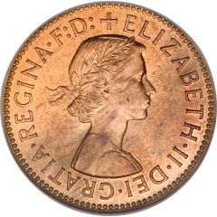 1/2 Penny - Elizabeth II 1st portrait, without `BRITT:OMN`