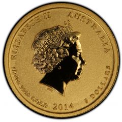 5 Dollars - Elizabeth II 4th Portrait - Year of the Horse - Gold Bullion Coin