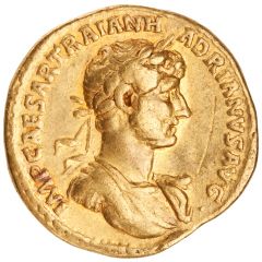 Aureus - Hadrian P M TR P COS III HERC GADIT, Hercules