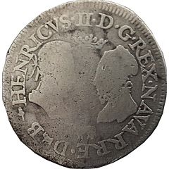 Teston - Henri II and Marguerite of Valois 4 Arms shield