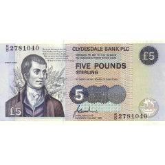 5 Pounds Clydesdale Bank - Bicentenary of Robert Burns` Death