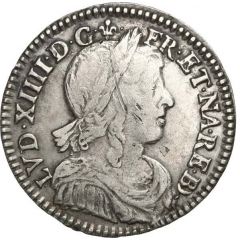 1⁄12 écu de Béarn à la mèche longue, buste hybride - Louis XIV