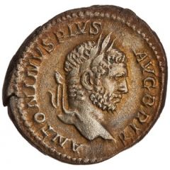Denarius - Caracalla PONTIF TR P XIII COS III, Virtus