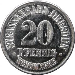 20 Pfennig - Thiemer Reklame Strassenbahn-Dresden