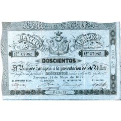 200 Reales de Vellón Banco de Zaragoza