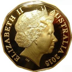 50 Cents - Elizabeth II 4th Portrait - 50th Anniversary of The Royal Australian Mint - Gold Plated
