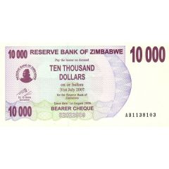 10 000 Dollars Bearer Cheque