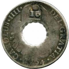 16 Bits Crenated center hole in Mexico 8 Reales, KM# 109