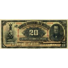 20 Pesos El Banco Oriental de Mexico
