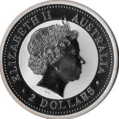 2 Dollars - Elizabeth II 4th Portrait - Kookaburra