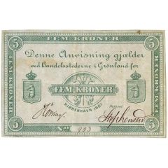 5 Kroner Handelsstederne i Grønland, Type I: Handwritten serial number