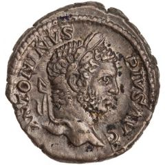 Denarius - Caracalla PONTIF TR P XIII COS III, Virtus