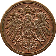 1 Pfennig - Wilhelm II type 2 - small shield