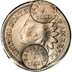 Token - San Miguel Coffee Merchant`s Counterstamped on Indian Cent