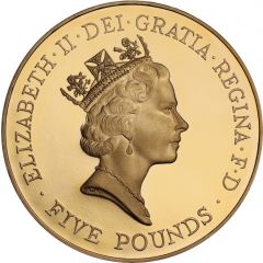 5 Pounds - Elizabeth II Queen`s 70th Birthday, Gold Proof