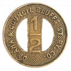 1/2 Fare - Omaha and Council Bluffs St. Ry. Co. bronze, Omaha, Nebraska