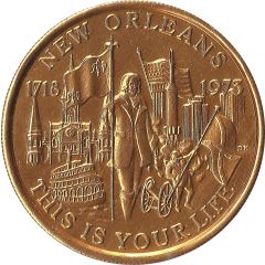 Mardi Gras Token - Krewe of Okeanos This is Your Life, golden, New Orleans, Louisiana