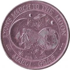 Mardi Gras Token - Lyons Carnival Club Lyon`s March to The Moon, New Orleans, Louisiana