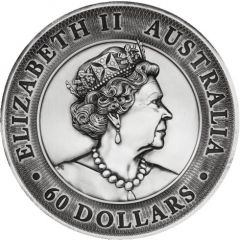 60 Dollars - Elizabeth II 6th Portrait - Great Barrier Reef - Silver Antiqued