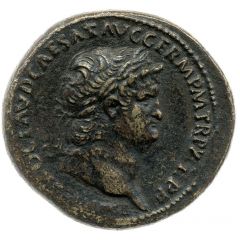 Sestertius - Nero PACE P R TERRA MARIQ PARTA IANVM CLVSIT S C