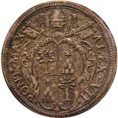 1 Testone - Alexander VII NEC CITRA NEC VLTRA - Ornate shield