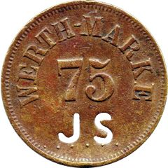75 Pfennig Werth-Marke, Countermarked `JS`