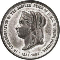 Medal - Victoria Golden Jubilee, Croydon, white metal, 38mm