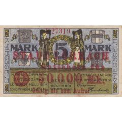 50 000 Mark overstamp on 5 Mark district issue