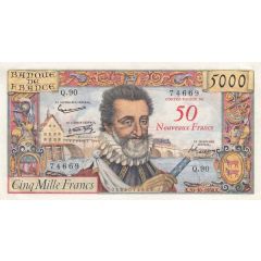 50 NF on 5000 Francs - Henri IV type 1957