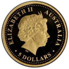5 Dollars - Elizabeth II 4th Portrait - Grey Kangaroo - Gold Proof