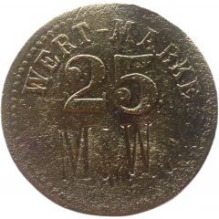 25 Pfennig Wert-Marke, Countermarked `M.W.`