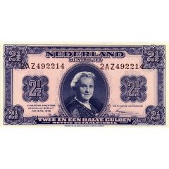 2 1/2 Gulden - Wilhelmina `facing right` Coin note