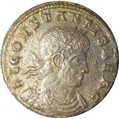 Nummus - Constans I FL CONSTANTIS BEA C / GLORIA EXERCITVS, Siscia