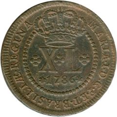40 Réis - Maria I Large Type, Low and High Crowns, Lisbon Mint