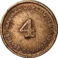 Toll Token - Halifax-Dartmouth Bridge Commission Class 4 vehicle, brass