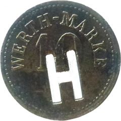 10 Pfennig Werth-Marke, with cutout `H`