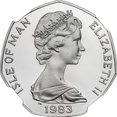 50 Pence - Elizabeth II Tourist Trophy Motorcycle Races, Platinum Proof