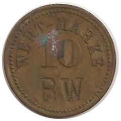 10 Pfennig Wert-Marke, Countermarked `RW`