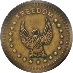 Token - No Cash Value Eagle looking left, `Freedom`, Brass, 23.4 mm