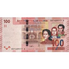 100 Bolivianos Padilla, Calatayud and Sucre