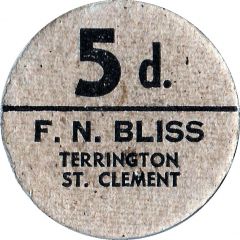 5 Pence - F.N. Bliss Farm Terrington, St. Clement, pickers token