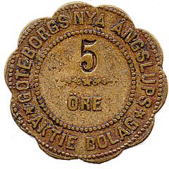5 Öre Transport Token - Göteborgs Nya Ångslups AB
