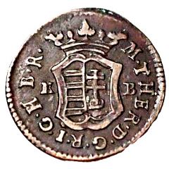 1 Denier - Maria Theresa Open crown, Jesus on right arm