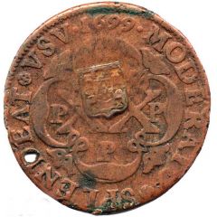 40 Reis - João Prince Countermark `SHIELD` coinage over `XX Réis, Pedro II`